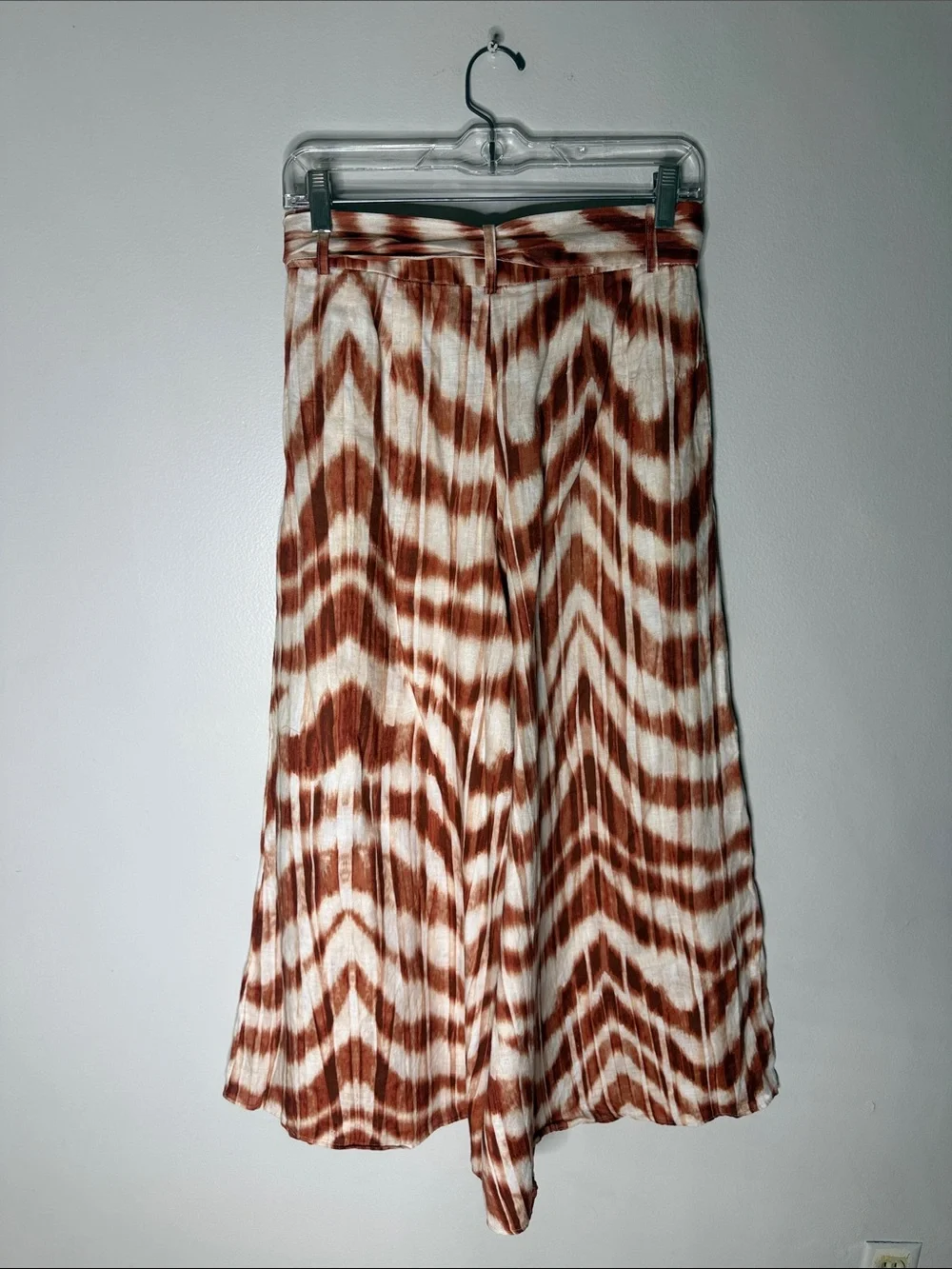 Banana Republic Rust and White Tie-Dye Wide Leg Linen Pants with Waist Tie 2P